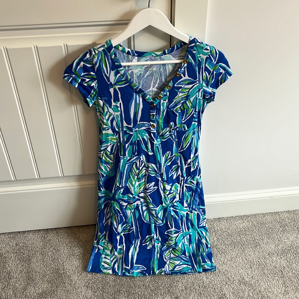lily Pulitzer Pima cotton XS dress. Blue turquoise green white